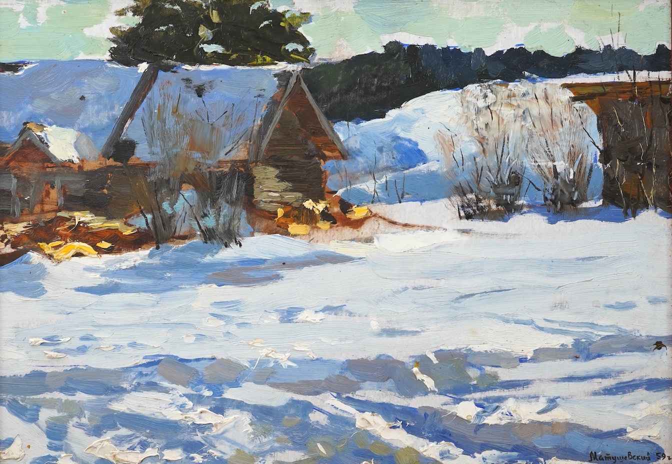 Yuri Matushevski, Russian 1930-1999, 'Dacha in Winter'